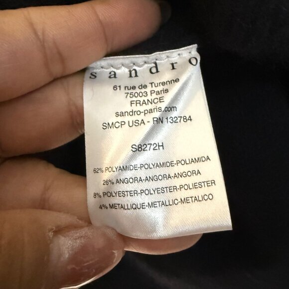 Sandro Black Gold Brocade Angora Crewneck Pullover Sweater Womens Size Small - Picture 6 of 6